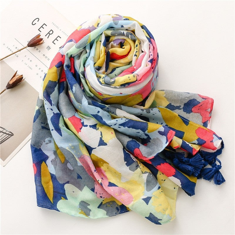 Fashion Tropical Botanical Camouflage Floral Scarf
