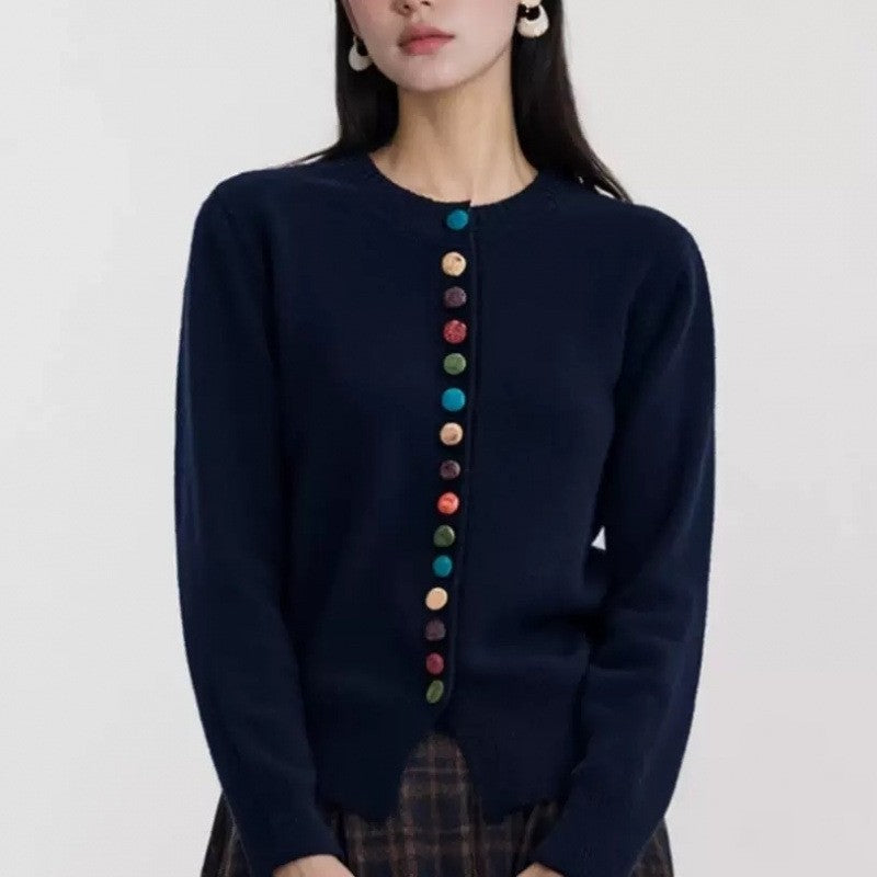 New Round Neck Cardigan Sweater