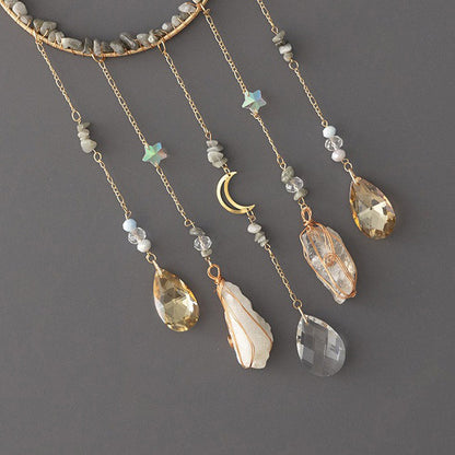 Stone Wrapped Moon Crystal Suncatcher