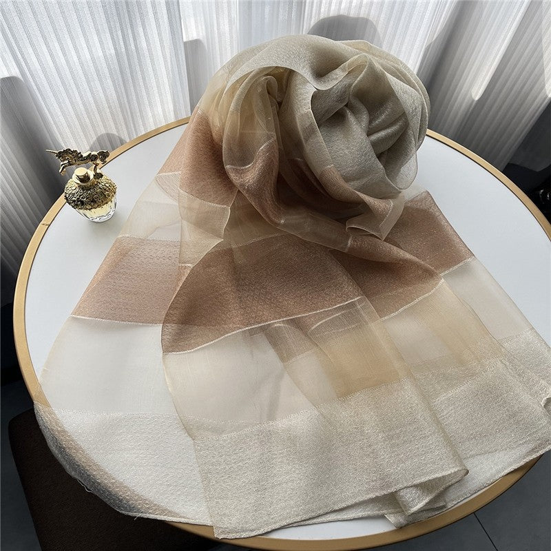 Fashion Plaid Scarf With Gold Trim