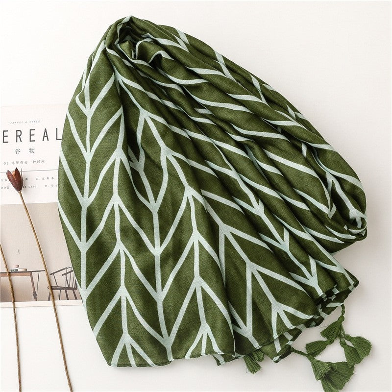 Simple Fashion Tropical Plant Leaf Scarf