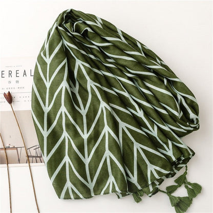 Simple Fashion Tropical Plant Leaf Scarf
