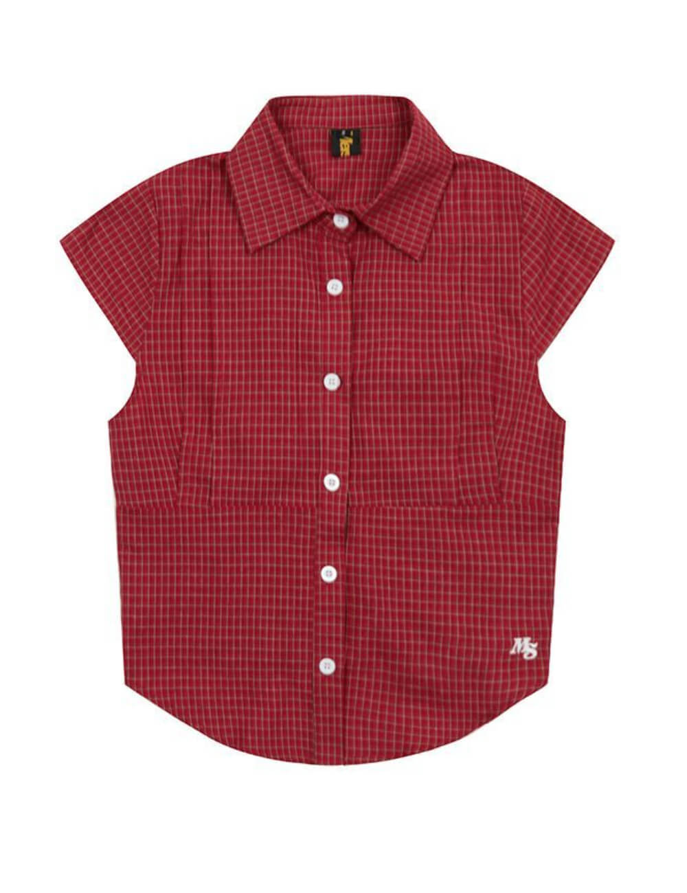 Vintage Lapel Collar Plaid Short Sleeve Top