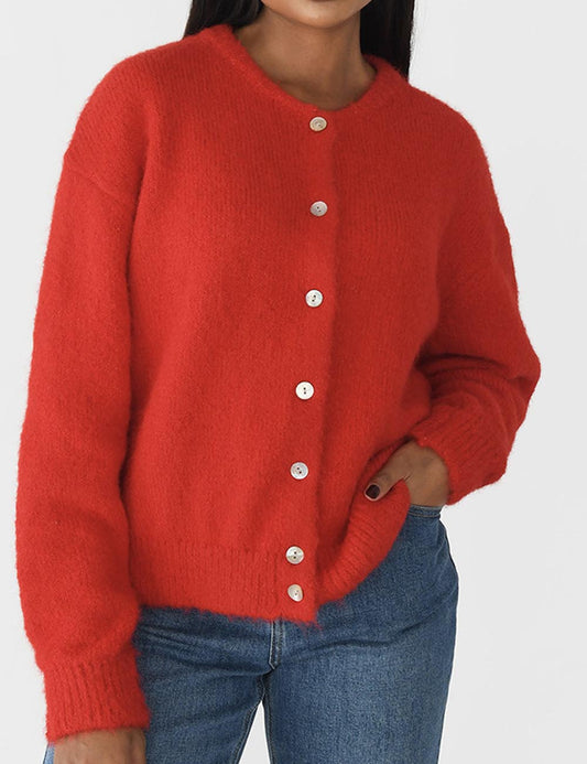 Vintage Crew Neck Long Sleeve Knit Cardigan