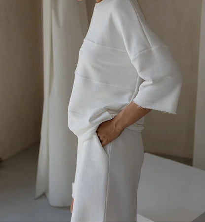 Casual Splice Top and Bermuda Shorts Set