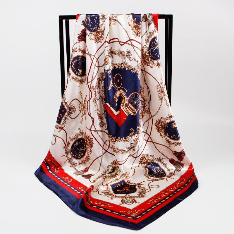 Vintage Elegant Geometric Pattern Silk Scarf