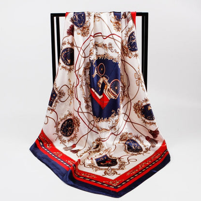 Vintage Elegant Geometric Pattern Silk Scarf