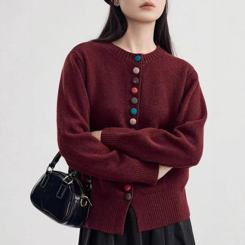 New Round Neck Cardigan Sweater