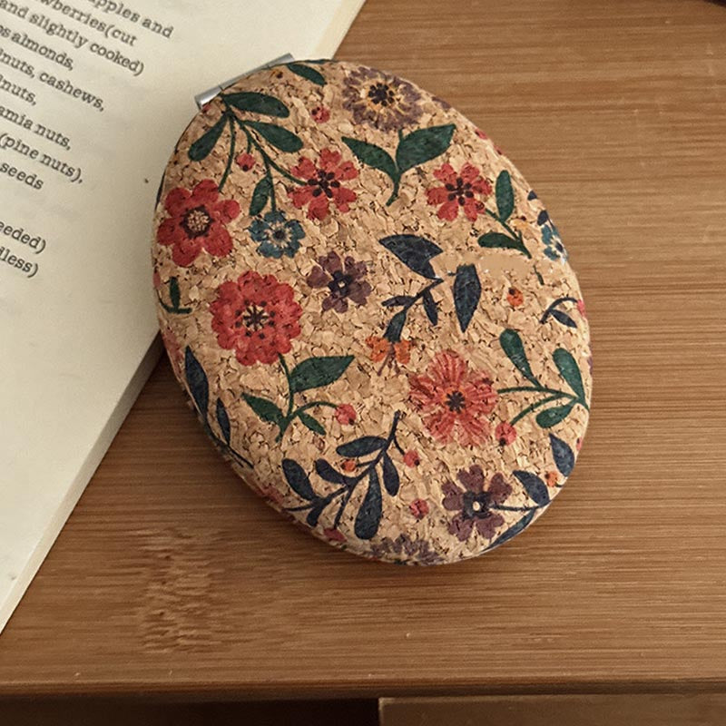 Vintage Floral Print Foldable Makeup Mirror
