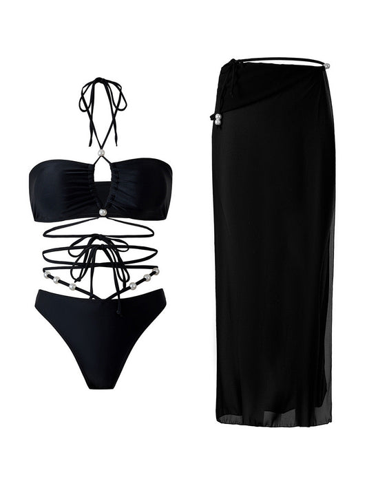 Sexy String Halter Bikini Swimwear with Cover