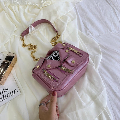 One Shoulder Glossy Suit Chain Bag