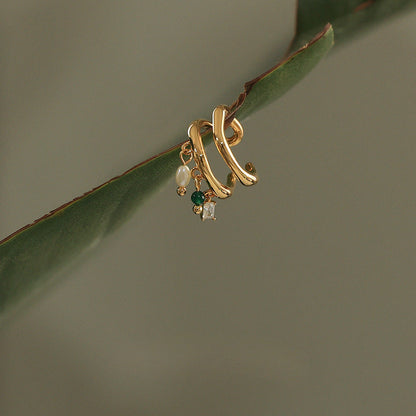 Pearl Layered Zircon Elegant Vintage Clip Earring