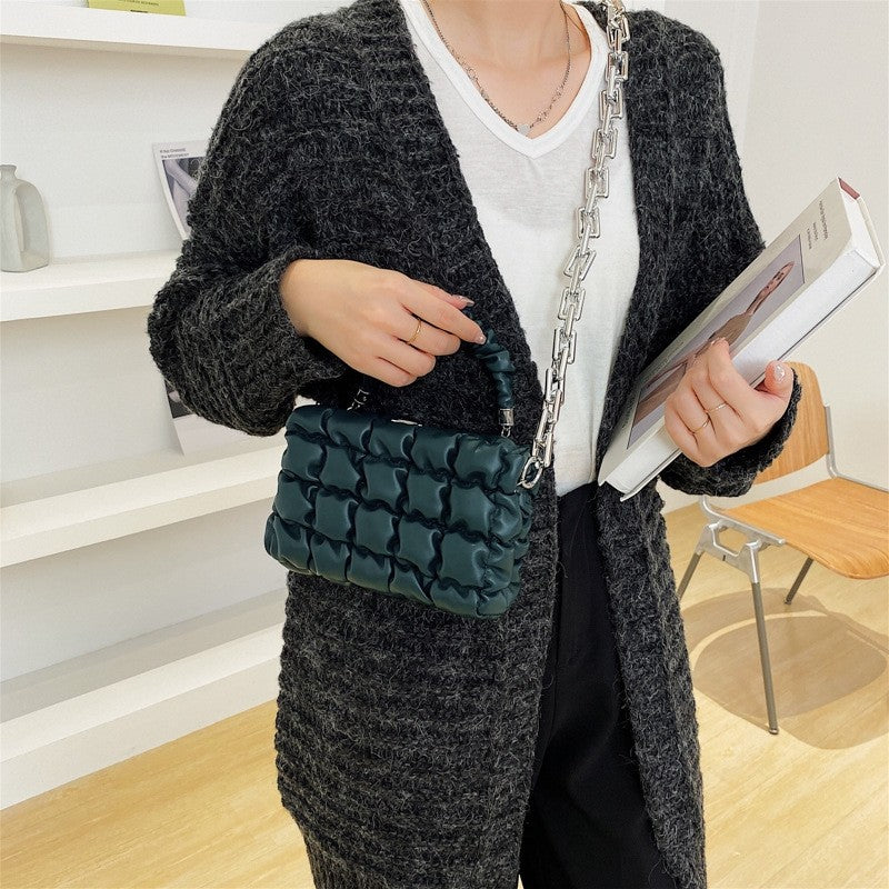 Elegant Grid Mini Handle Bag