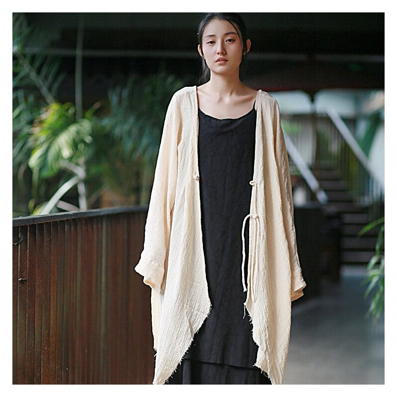 Solid Color Cardigan With Fringe Trim