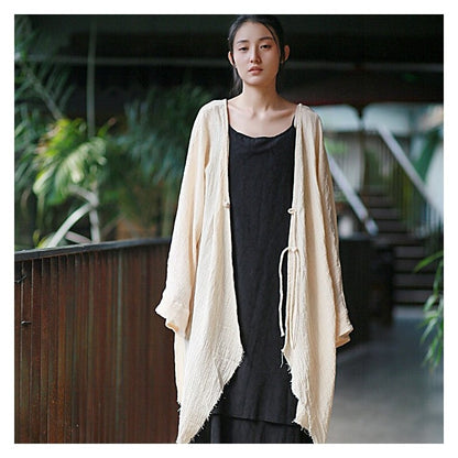 Solid Color Cardigan With Fringe Trim