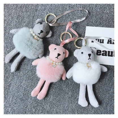 Cute Plush Knit Bear Keychain Pendant