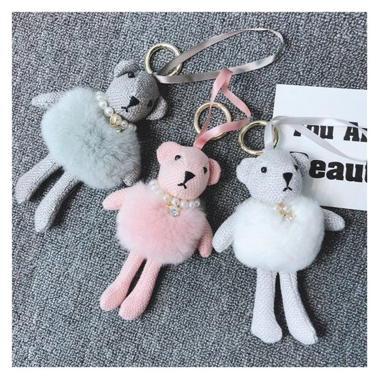 Cute Plush Knit Bear Keychain Pendant