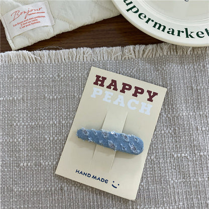 2+Silver Bow Demin Sweet Hair Clips