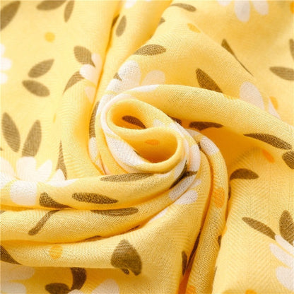 Fashion Flower Print Yellow Fresh Scarf