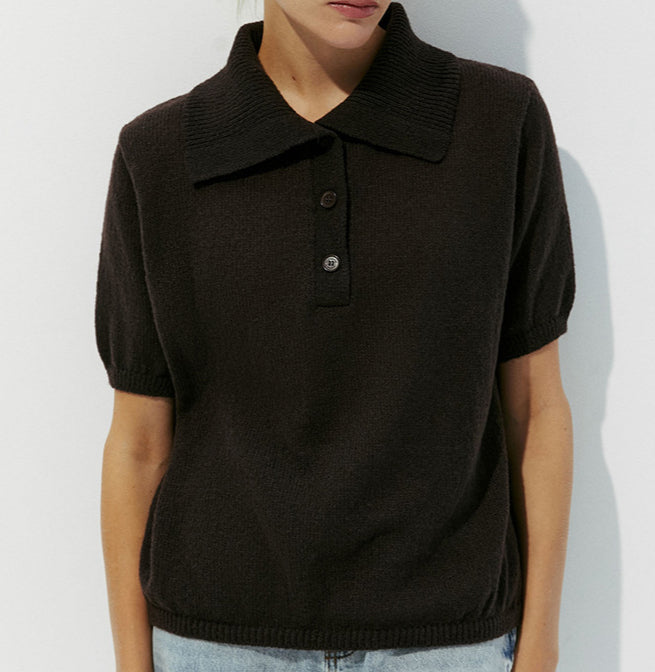 Simple Puff Sleeve Pullover Solid Knit Top