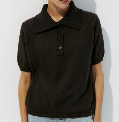 Simple Puff Sleeve Pullover Solid Knit Top