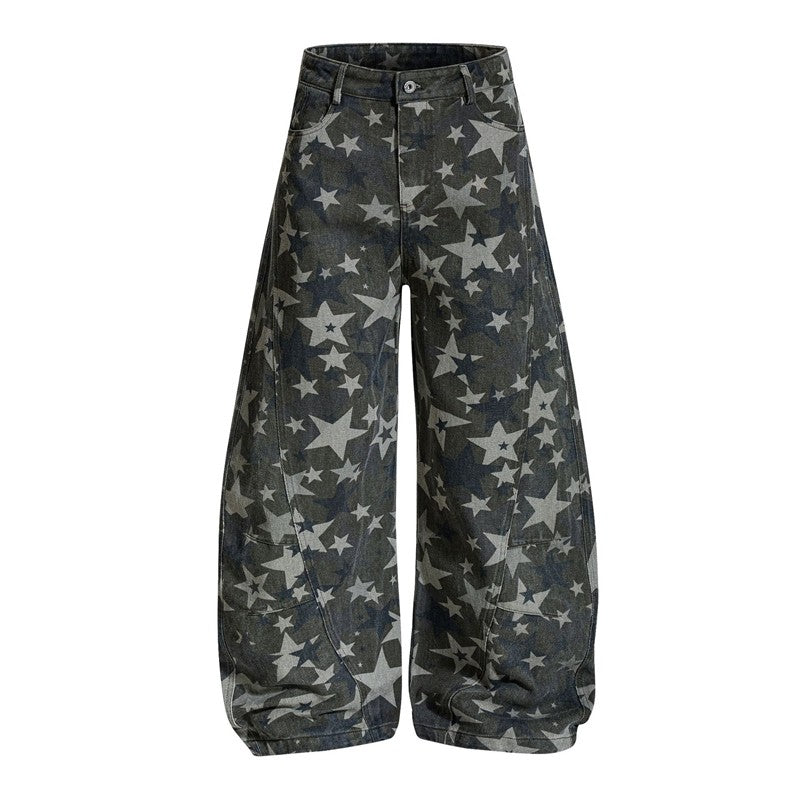 Vintage Star Camouflage Loose Wide Leg Pants
