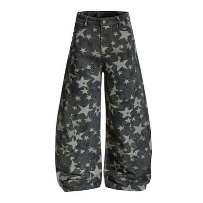 Vintage Star Camouflage Loose Wide Leg Pants