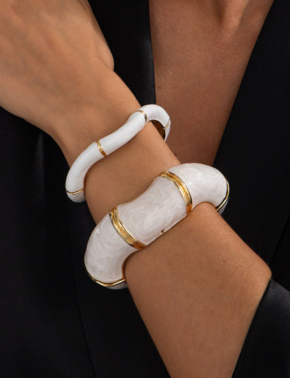 Vintage Enamel Open Wavy Bamboo Bracelets