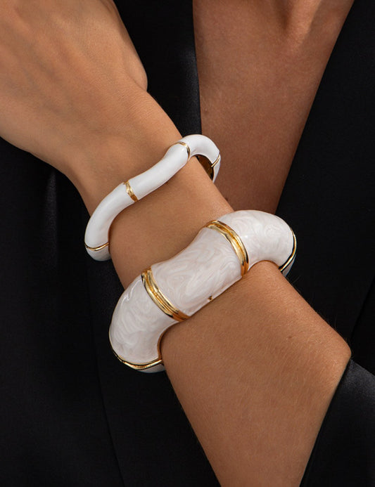 Vintage Enamel Open Wavy Bamboo Bracelets