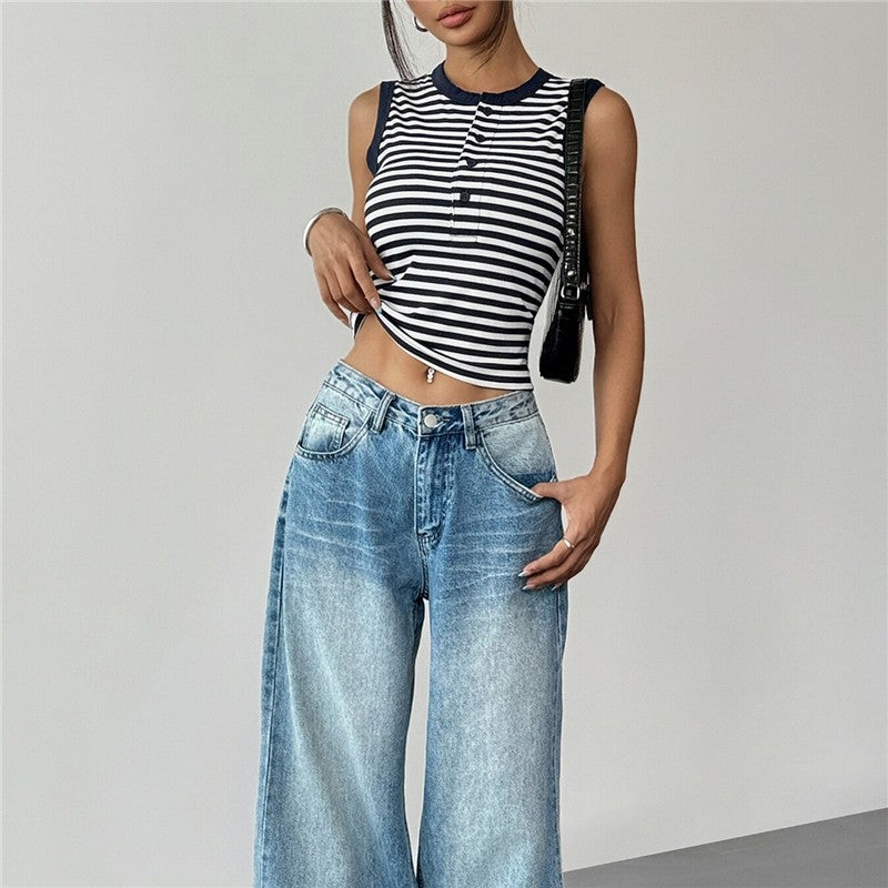Striped Slim Fit Crop Tank Top