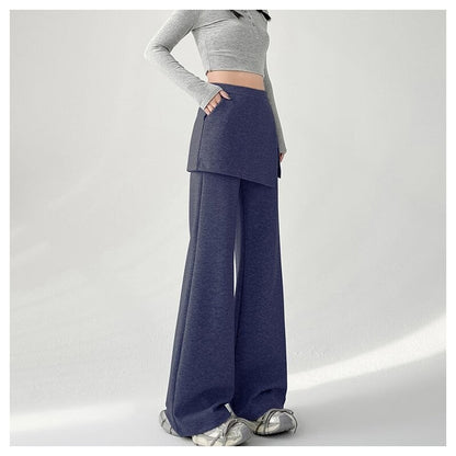 Elastic Waist Split Hem Casual Pants
