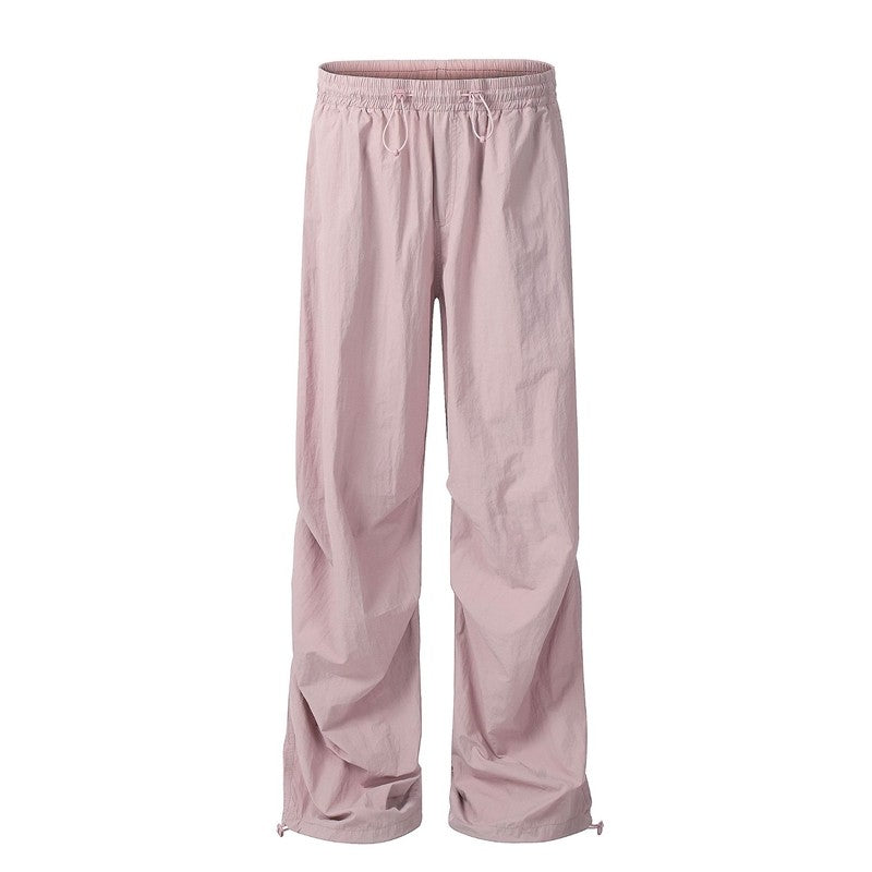 Summer Wide Leg Pants Drawstring Cuffed Unisex