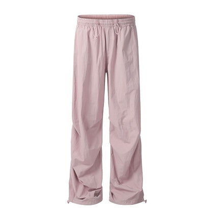 Summer Wide Leg Pants Drawstring Cuffed Unisex