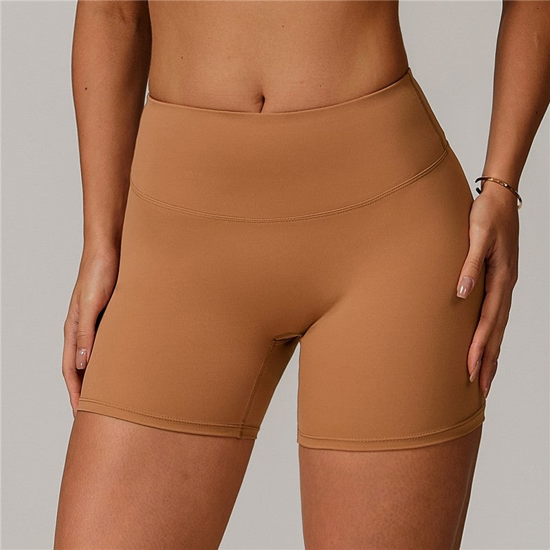 Solid Color High Waist Tummy Control Workout Shorts