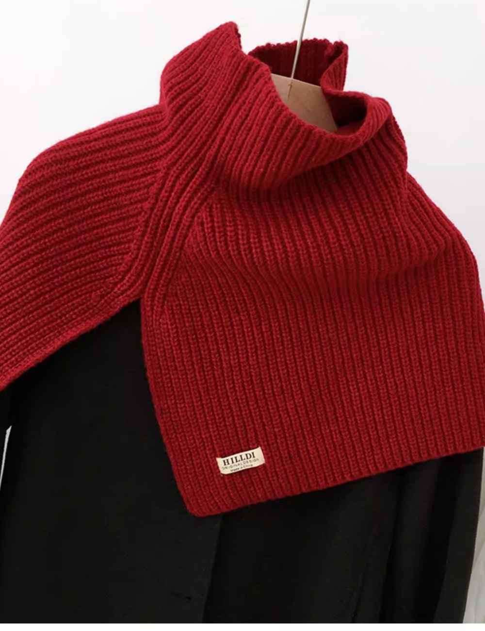 Solid Color Pullover High Neck Knitted Scarf