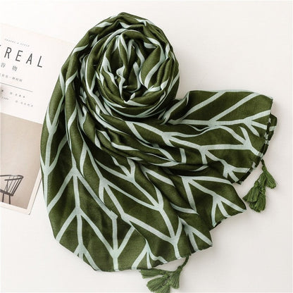 Simple Fashion Tropical Plant Leaf Scarf