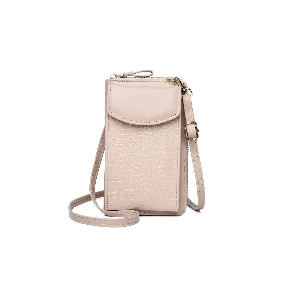 PU Leather Solid Color Alligator Grain Mini Purse Cell Phone Crossbody Bag