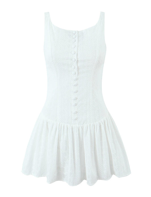 Sexy Solid Color Backless Staps Mini Dress