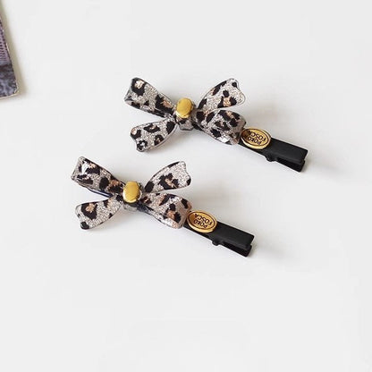 Leopard Bow Mini Hair Clips