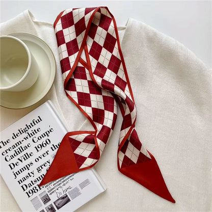 Vintage Printed Slim Hair Silky Scarf