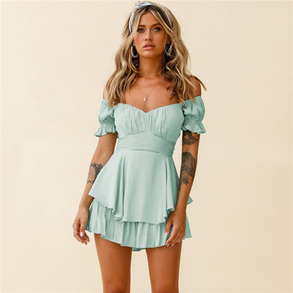 Amazon Summer Ruffle Off Shoulder Lantern Sleeve Jumpsuit