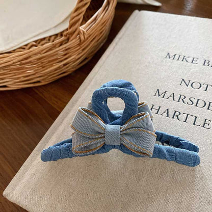 Elegant Bow Knot Plaid Hair Claw