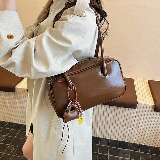 Vintage Crossbody Satchel With Charm