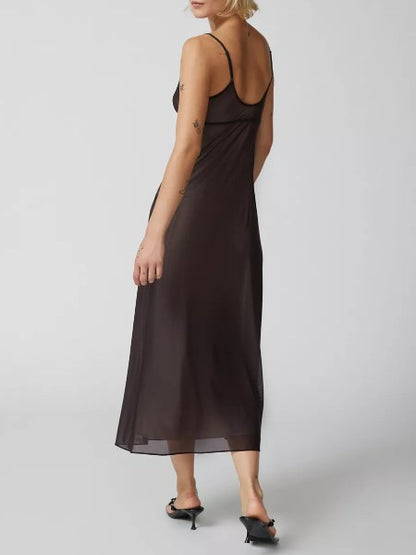 Flower Slim Backless Wrap Spaghetti Dress