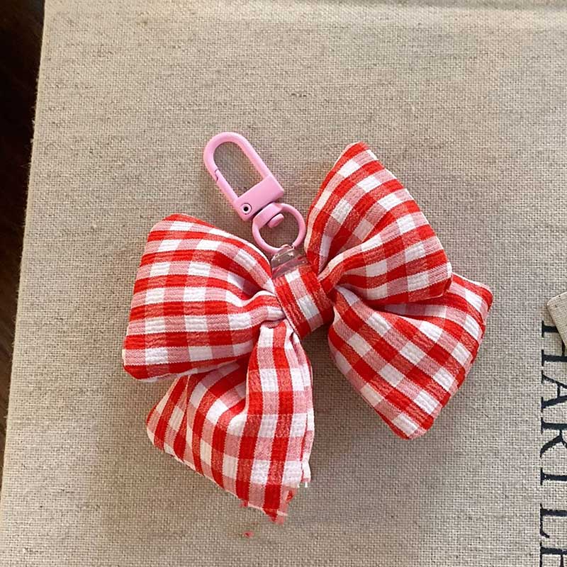 Sweet Plush Plaid Love Bow Bag Charm
