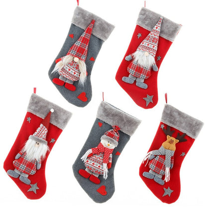 New Faceless Old Man Christmas Socks Christmas Decorations Forester Dolls Red Socks Gift Bag