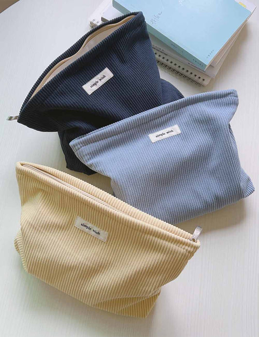 Solid Color Corduroy Simple Makeup Bag