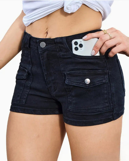 Hot High Waist Pockets Denim Shorts