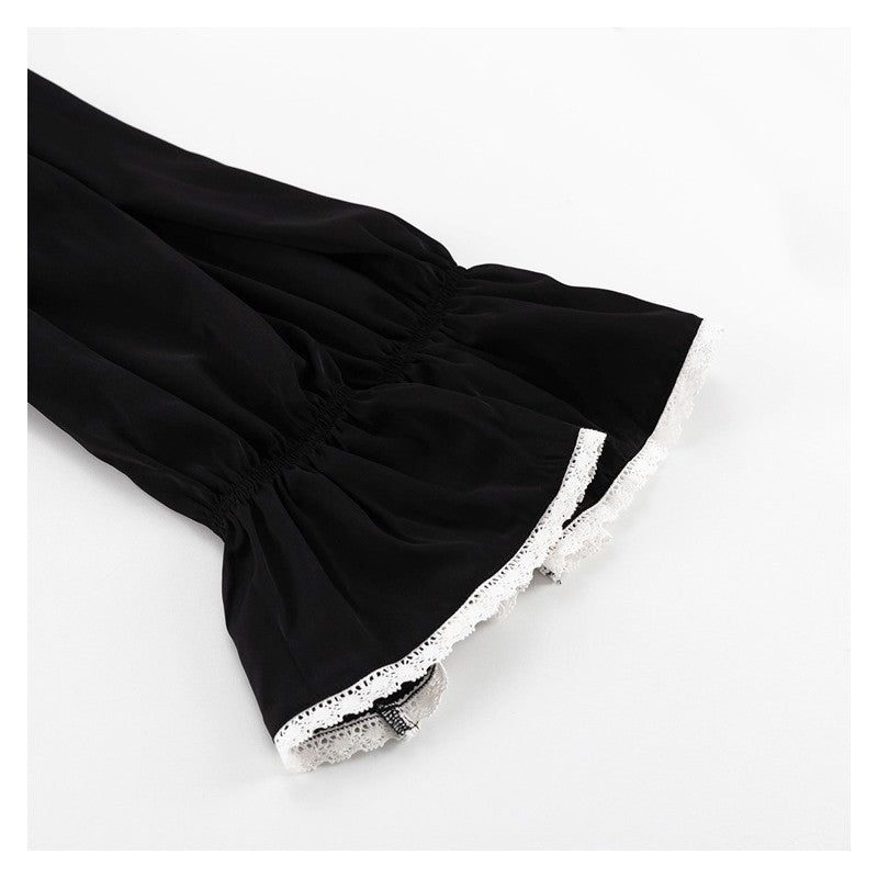 Horn Sleeve Ruffle Hem Mini Dress