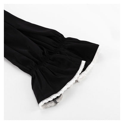 Horn Sleeve Ruffle Hem Mini Dress